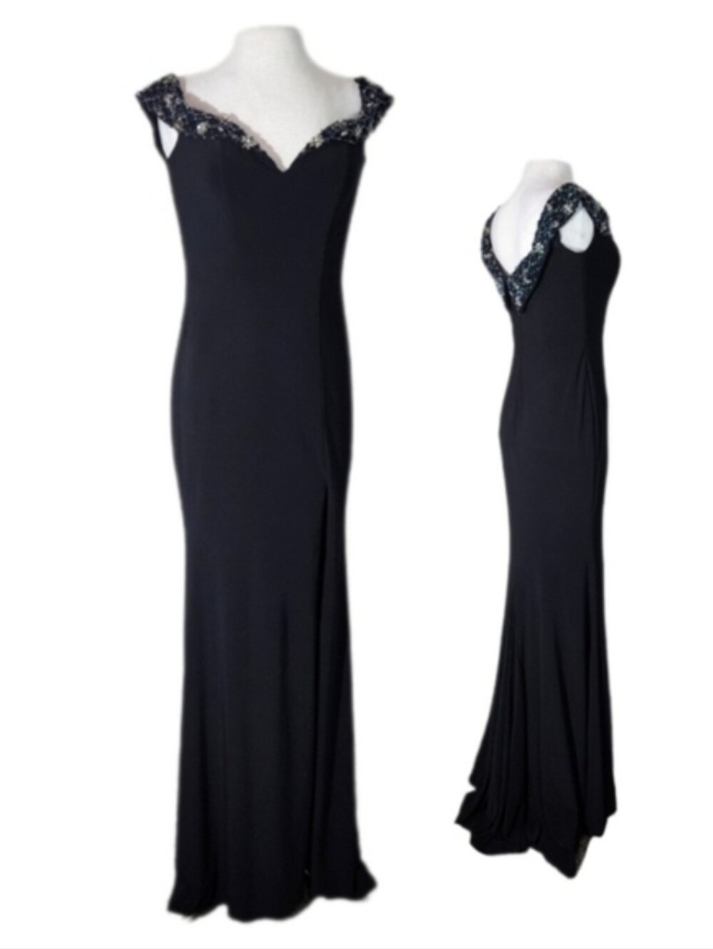 Faviana Dress Glamour Off Shoulder Sweetheat Neckline Maxi Black Size 8 - Picture 3 of 16